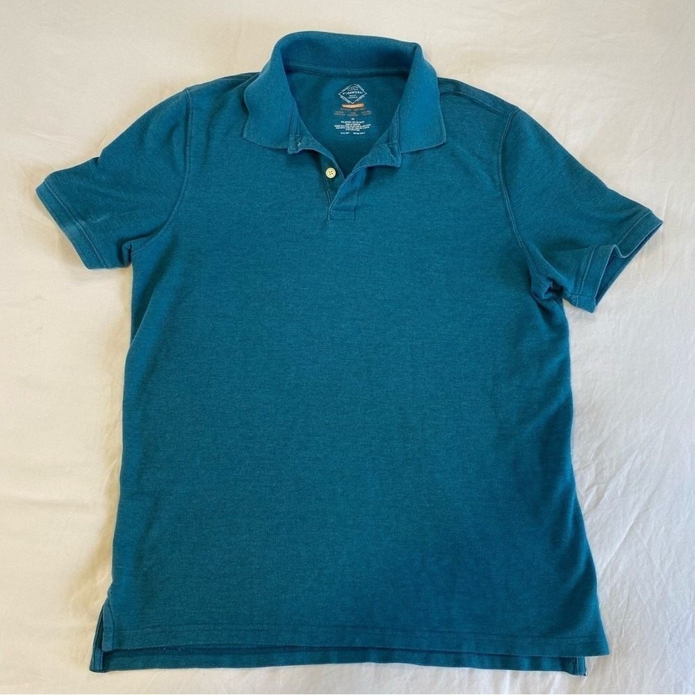 St.‎ Johns Bay Mens Performance Polo Shirt Teal Blue Short Sleeve Medium Classic
